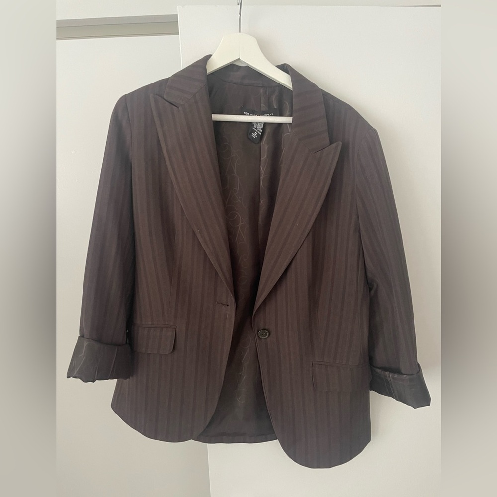 New York & Company Brown Pinstripe Blazer
